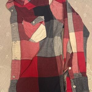 Levi's Red and Black Plaid Casual Button Down Shirt